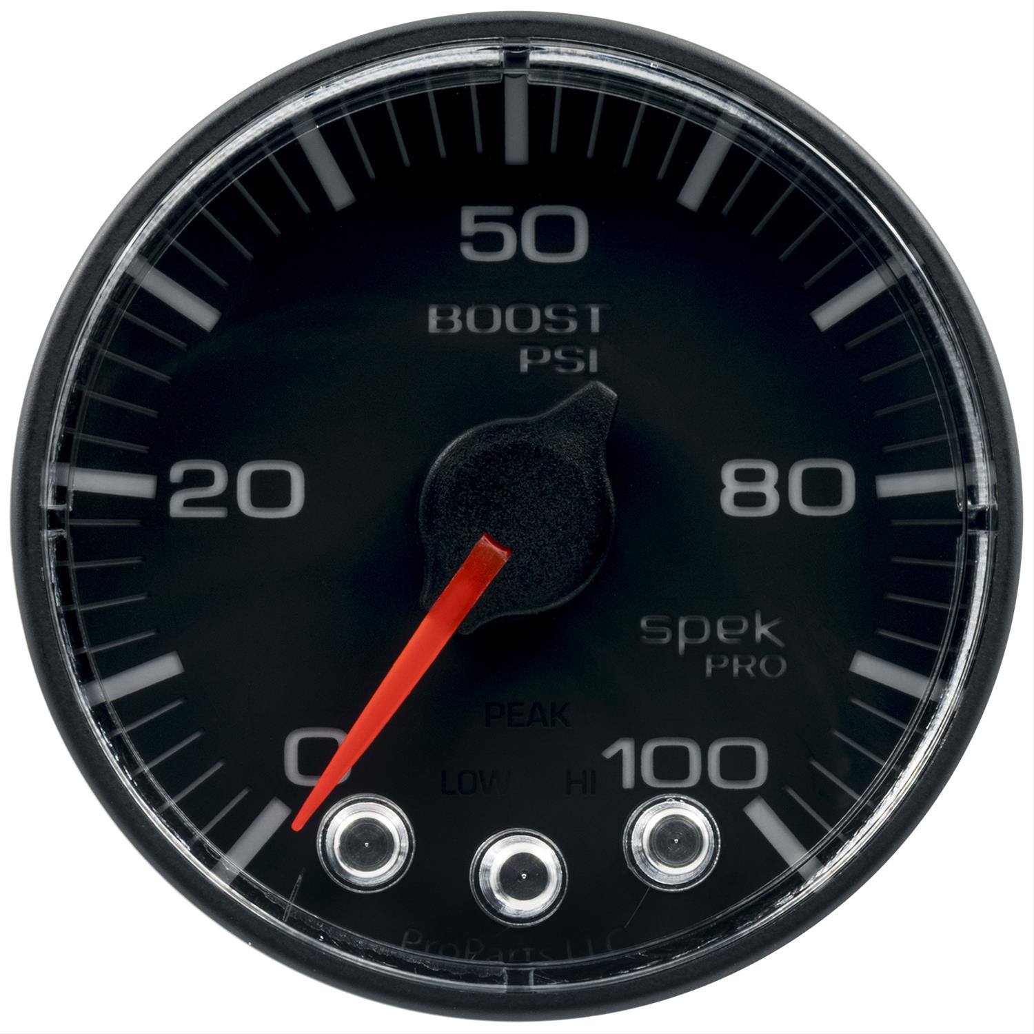 Autometer Spek-Pro Gauge Boost 2 1/16in 100psi Stepper Motor W/Peak & Warn Blk/Blk thumbnail 2