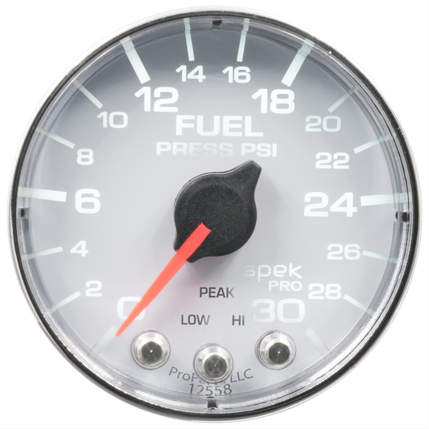 AutoMeter Spek-Pro Analog Gauges P316118 Gauges, Spek-Pro, Fuel Pressure, 0-30 psi, 2 1/16 in., White Face, Multicolor Numbers, Chrome Bezel, Analog, Electrical, Each thumbnail 2