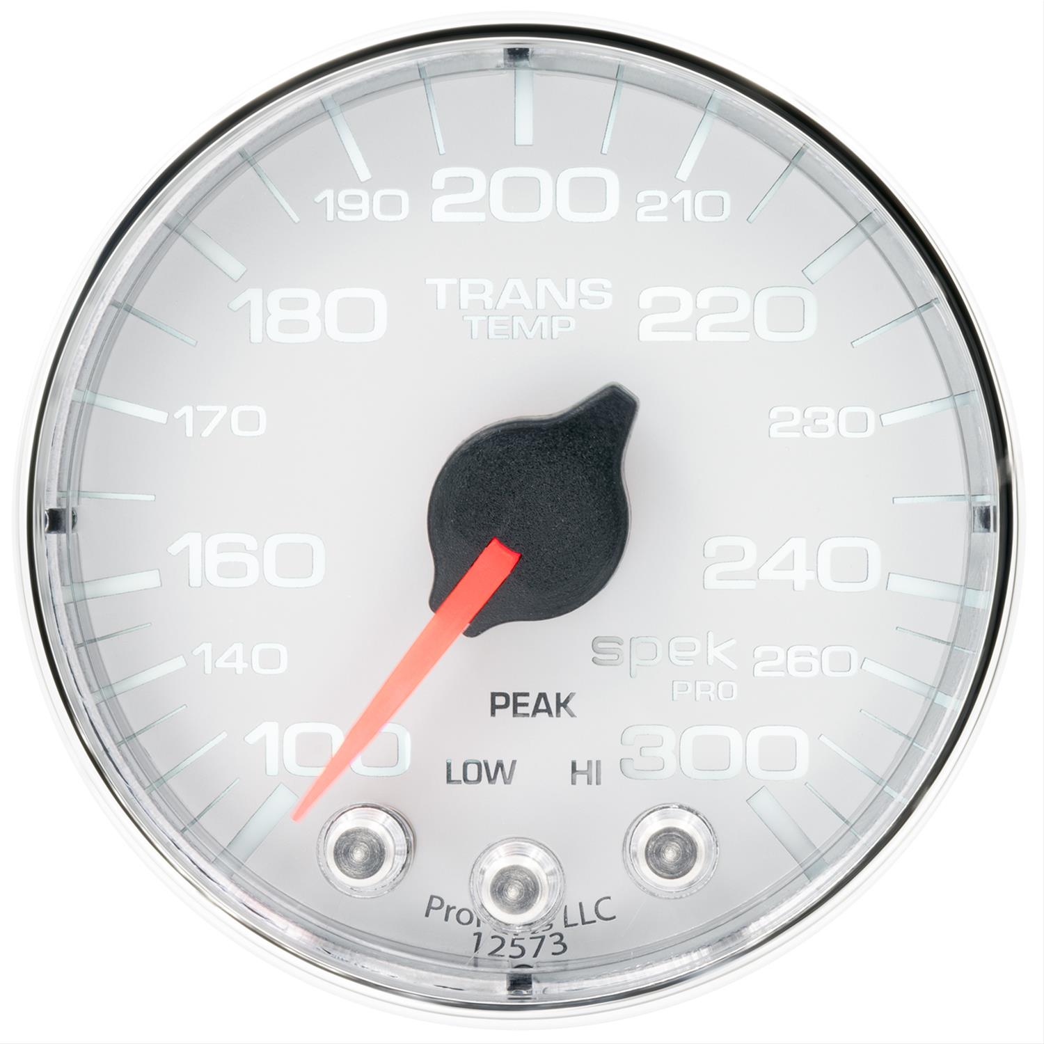 AutoMeter Spek-Pro Analog Gauges P342118 Gauges, Spek-Pro, Transmission Temperature, 100-300 degrees F, 2 1/16 in., White Face, Multicolor Numbers, Chrome Bezel, Analog, Electrical, Each thumbnail 2