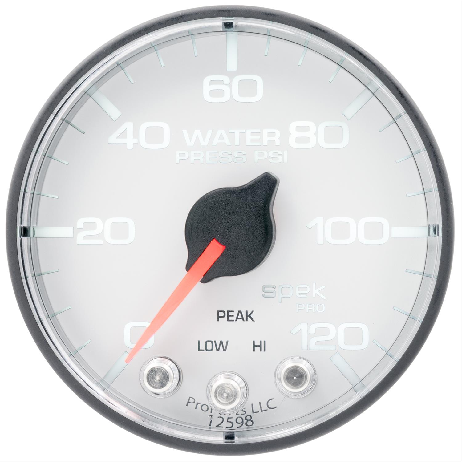 Autometer Spek-Pro 2 1/16in 120PSI Stepper Motor W/Peak & Warn White/Black Water Pressure Gauge thumbnail 2