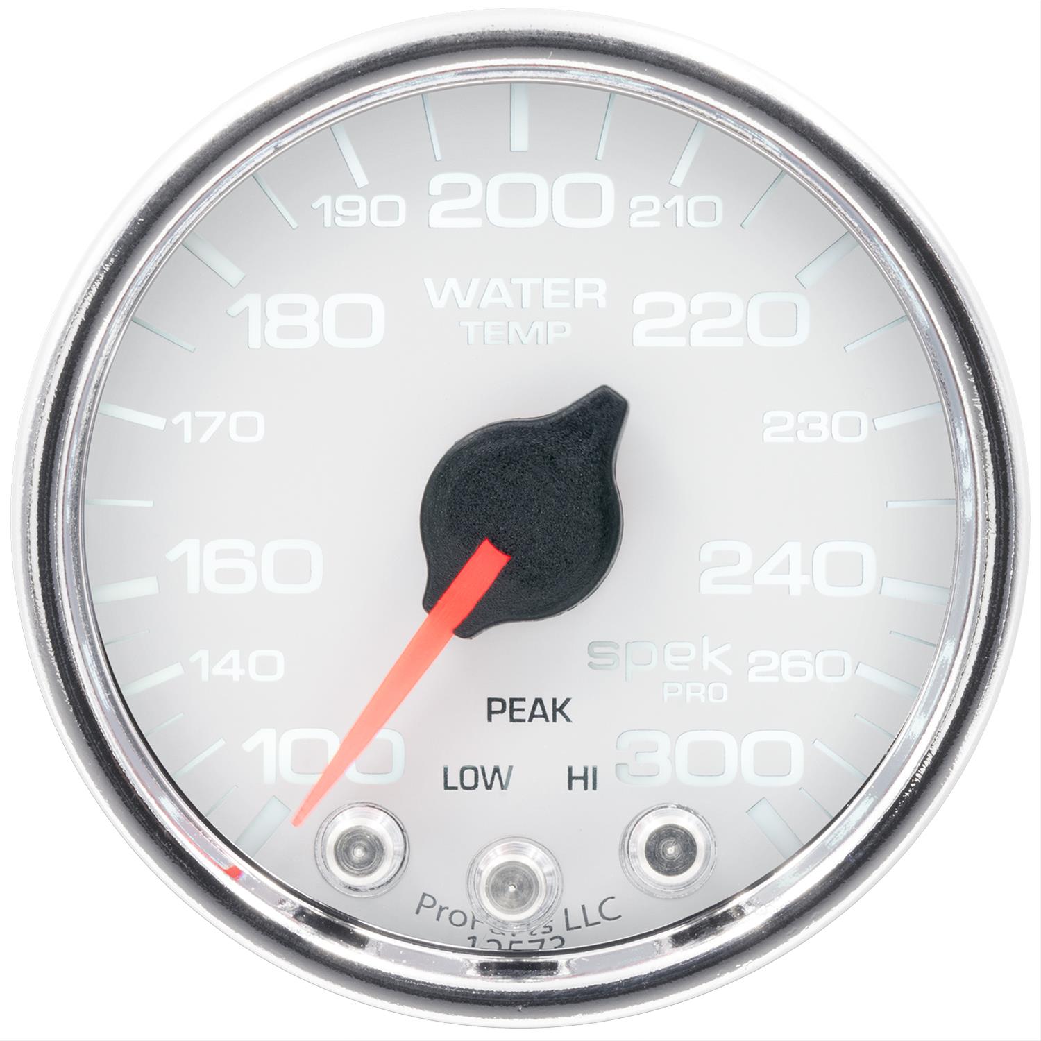 AutoMeter Spek-Pro Analog Gauges P34611 Gauges, Spek-Pro, Water Temperature, 100-300 degrees F, 2 1/16 in., White Face, Multicolor Numbers, Chrome Bezel, Analog, Electrical, Each thumbnail 2