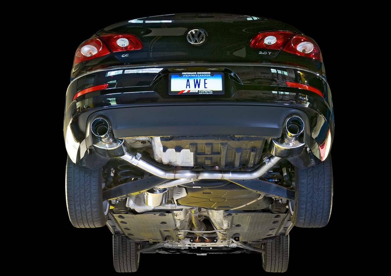 AWE Tuning VW CC Touring Edition Exhaust Dual Outlet - Chrome Silver Tips thumbnail 2