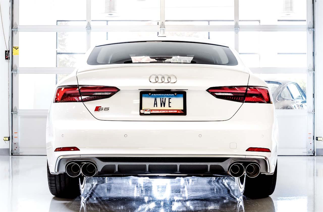 AWE Tuning Audi B9 S4 Track Edition Exhaust - Non-Resonated (Silver 102mm Tips) thumbnail 2