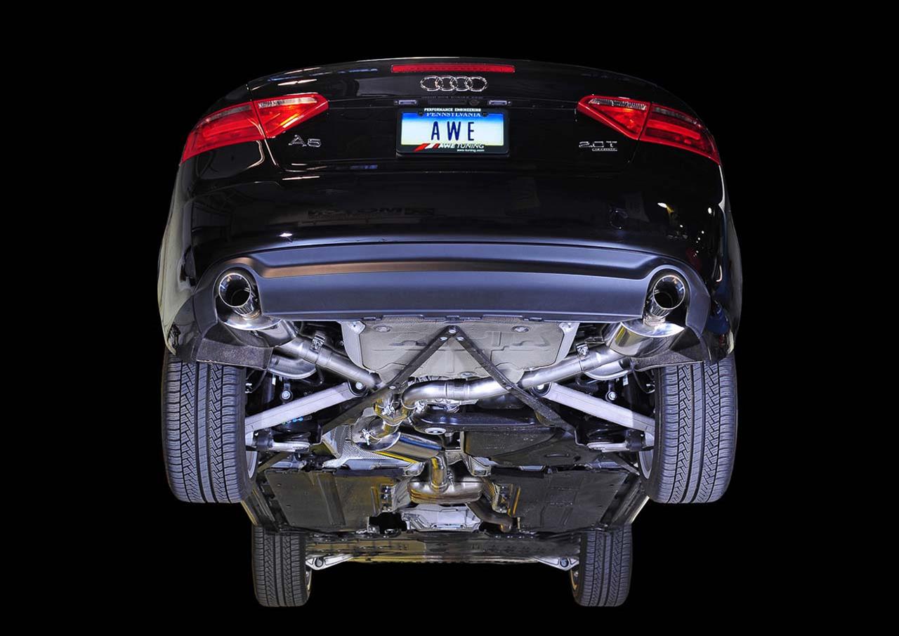 AWE Tuning Audi B8 A5 2.0T Touring Edition Exhaust - Dual Outlet Polished Silver Tips thumbnail 2