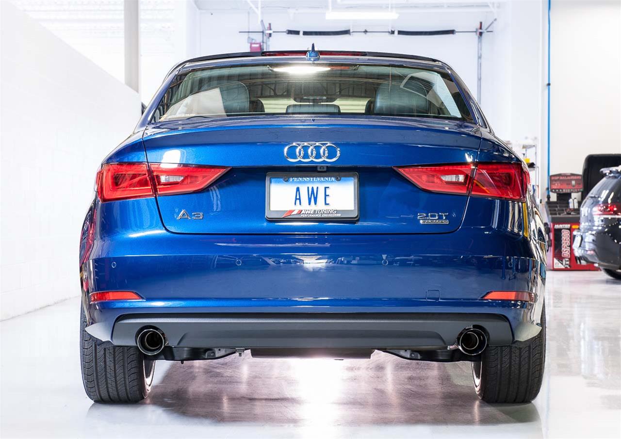 AWE Tuning Audi 8V A3 Touring Edition Exhaust - Dual Outlet Chrome Silver 90 mm Tips