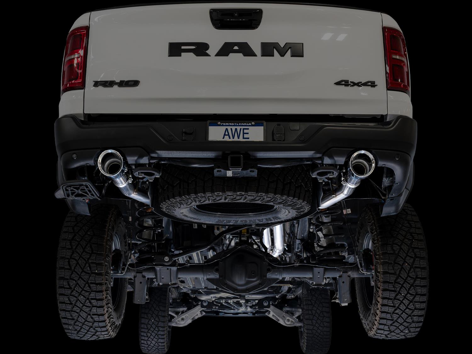 AWE Tuning 2025+ RAM 1500 RHO 3.0 I6 TT 0FG Dual Rear Exit Cat-Back Exhaust - Chrome Silver Tips thumbnail 5