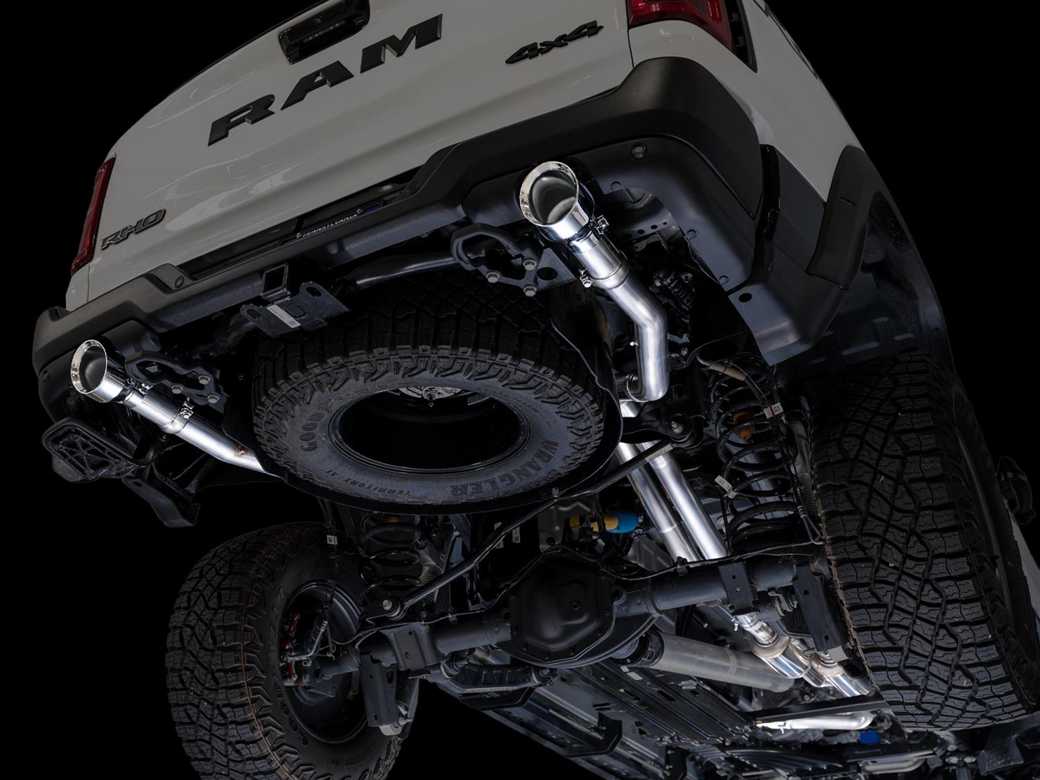 AWE Tuning 2025+ RAM 1500 RHO 3.0 I6 TT 0FG Dual Rear Exit Cat-Back Exhaust - Chrome Silver Tips thumbnail 3