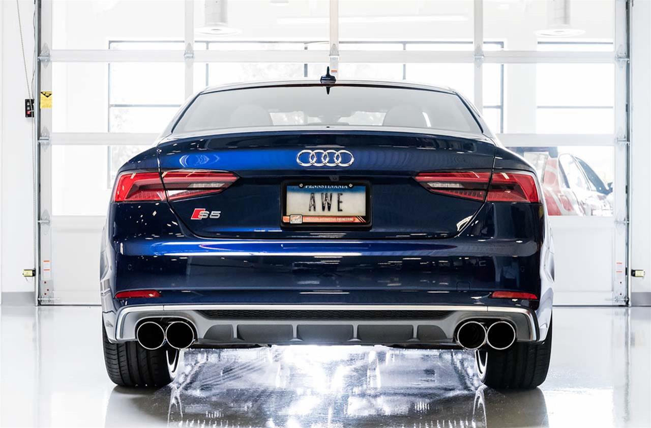 AWE Tuning Audi B9 S5 3.0T Touring Edition Exhaust - Chrome Silver Tips (102mm) thumbnail 2