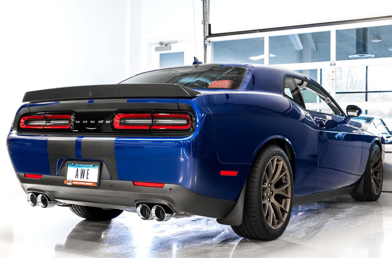 AWE Tuning 2017+ Dodge Challenger 5.7L Track Edition Exhaust - Diamond Black Quad Tips thumbnail 2