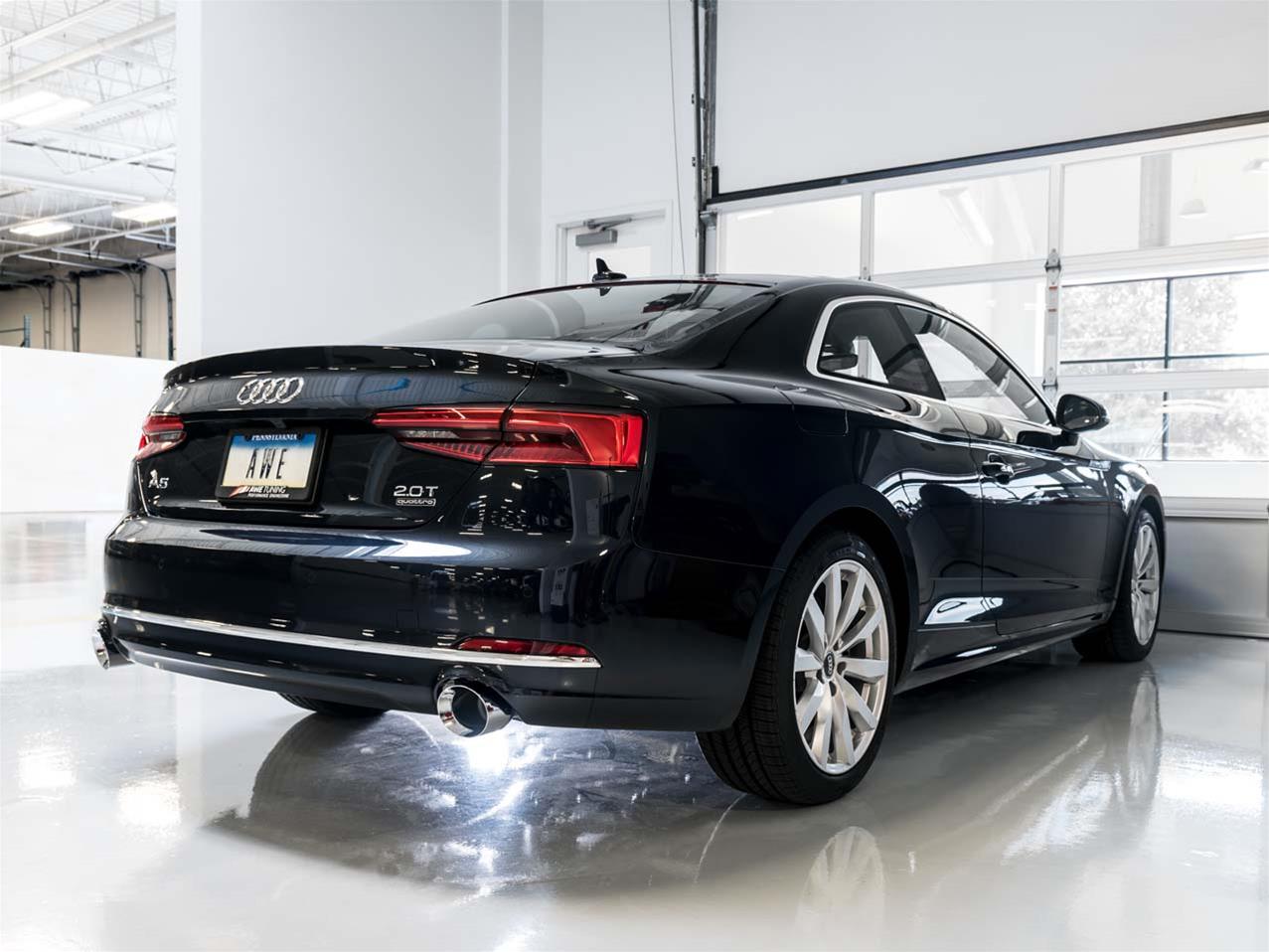 AWE Tuning Audi B9 A5 Track Edition Exhaust Dual Outlet - Chrome Silver Tips (Includes DP) thumbnail 2