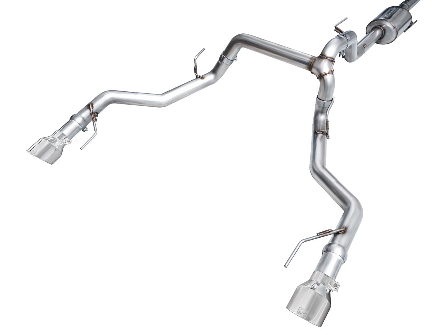 AWE Tuning 2021+ Ford F150 Tremor w/ Bumper Cutouts 0FG Non-Resonated Cat-Back w/ Chrome Silver Tips thumbnail 2