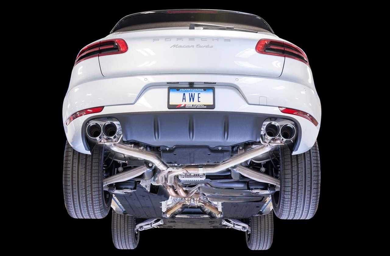 AWE Tuning Porsche Macan Track Edition Exhaust System - Chrome Silver 102mm Tips thumbnail 2