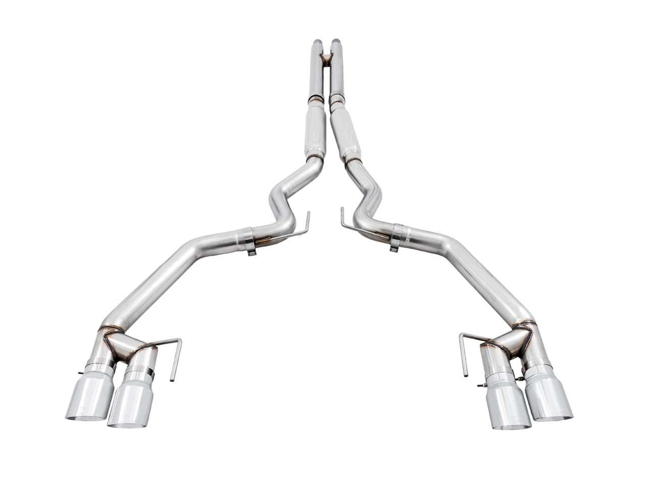AWE Tuning 2018+ Ford Mustang GT (S550) Cat-Back Exhaust - Track Edition (Quad Chrome Silver Tips) thumbnail 2