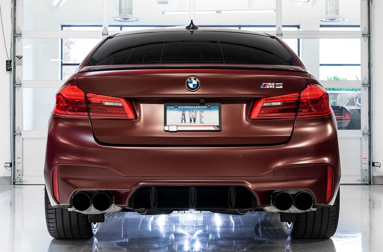 AWE Tuning 18-19 BMW F90 M5 Track Edition Axle-Back Exhaust- Black Diamond Tips thumbnail 2