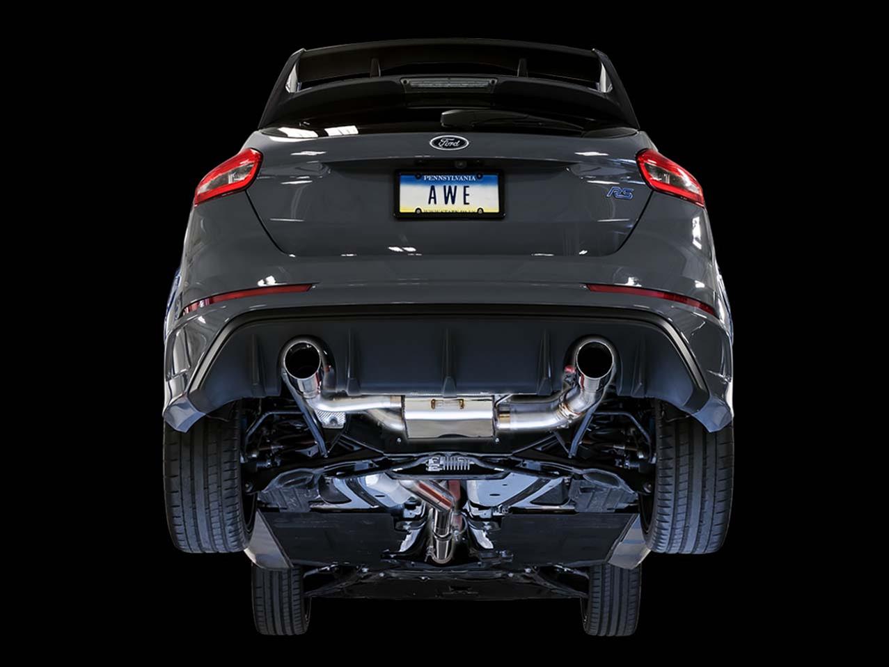 AWE Tuning Ford Focus RS SwitchPath Cat-Back Exhaust - Chrome Silver Tips thumbnail 2
