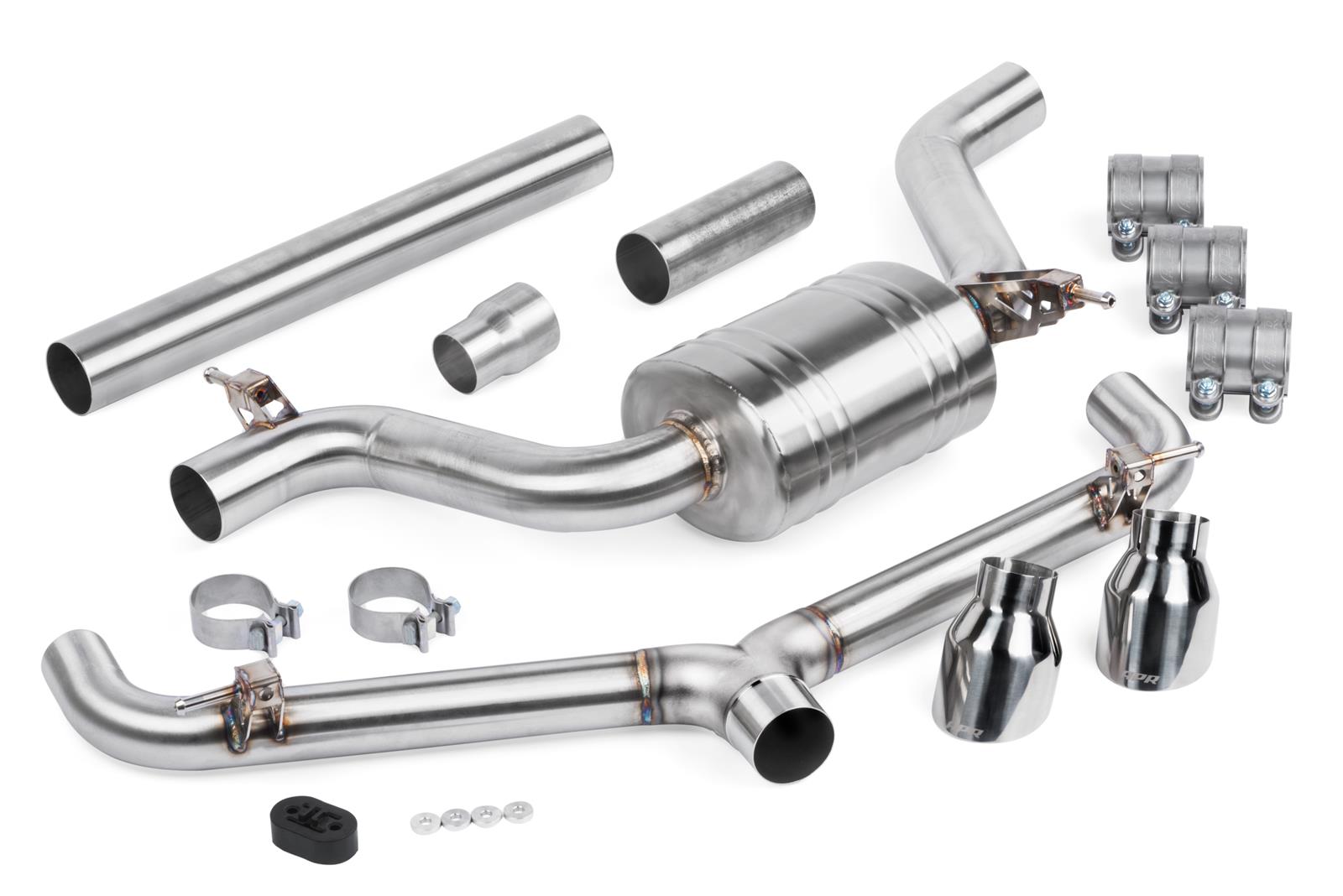 APR Cat-Back Exhaust Systems CBK0006 Systems, Cat-Back, Single In/Dual Out, Stainless Steel, Natural, Split Rear Exit, Polished Tips, Volkswagen, 2.0L, Kit thumbnail 8