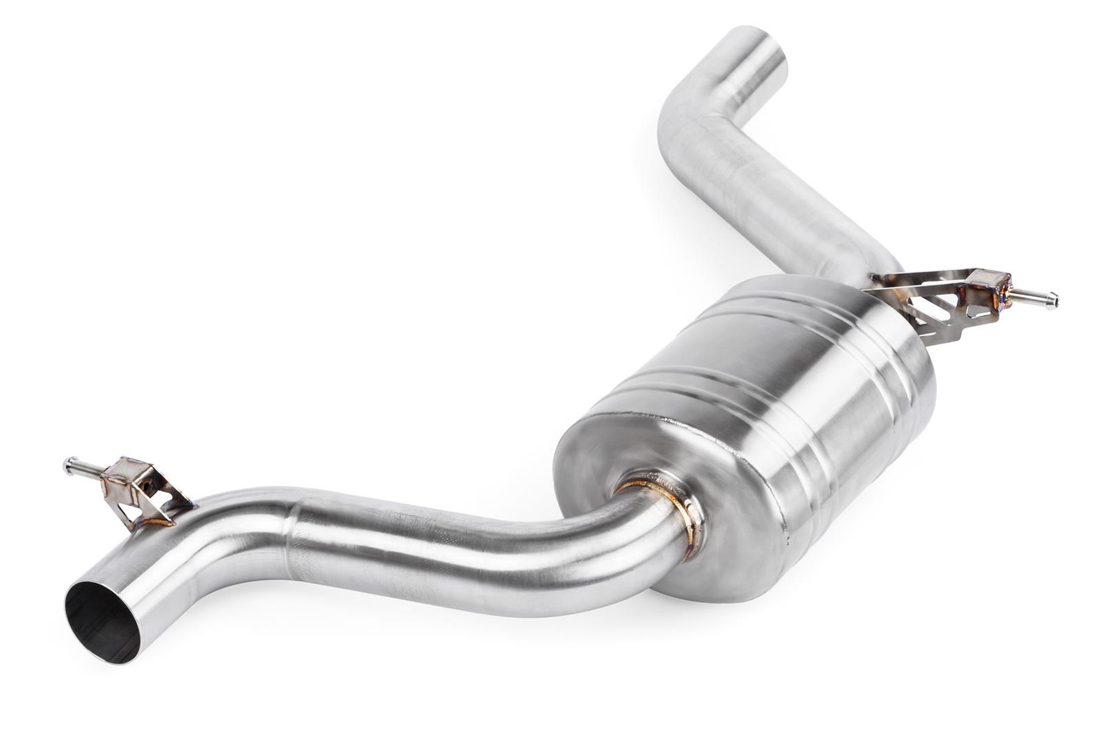 APR Cat-Back Exhaust Systems with Front Muffler CBK0008 System Resonator, Cat-Back, Stainless, Brushed, Split Rear Exit, Polished Tips, Volkswagen, Kit thumbnail 4