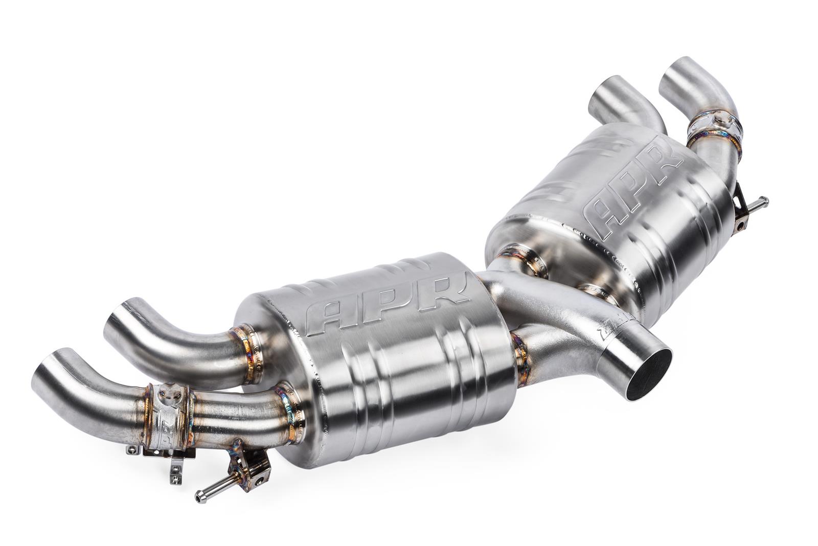 APR Cat-Back Exhaust Systems CBK0017 Systems, Cat-Back, Single In/Four Out, Stainless Steel, Natural, Split Rear Exit, Polished Tips, Volkswagen, 2.0L, Kit thumbnail 4