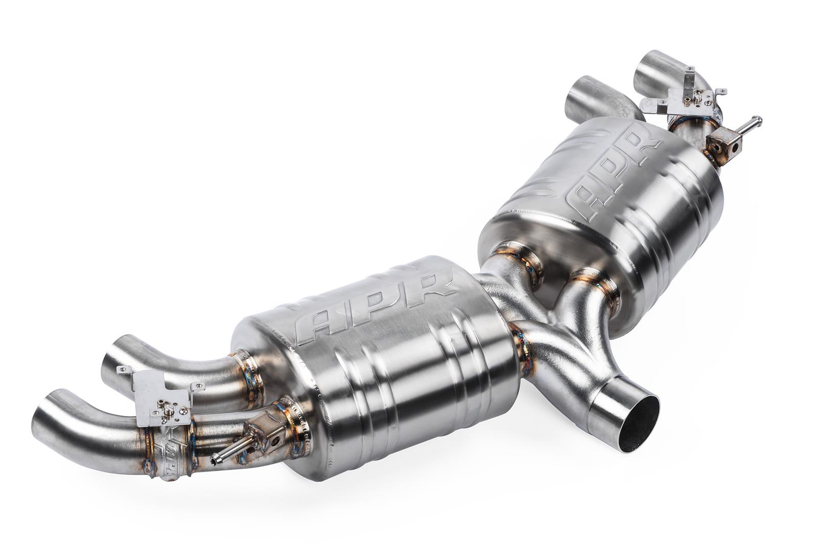 APR Cat-Back Exhaust Systems CBK0021 Systems, Cat-Back, Single In/Four Out, Stainless Steel, Natural, Split Rear Exit, Polished Tips, Volkswagen, 2.0L, Kit thumbnail 3