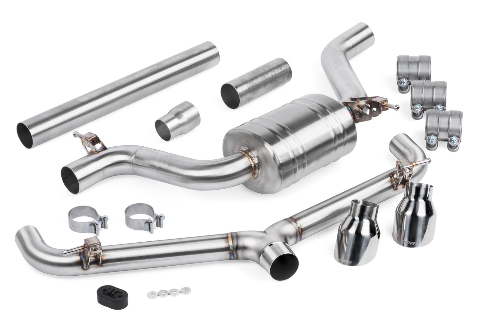 APR Cat-Back Exhaust Systems CBK0038 Systems, Catback, Stainless Steel, Natural, Split Rear Exit, Polished Tips, Volkswagen, 2.0L, Kit thumbnail 2
