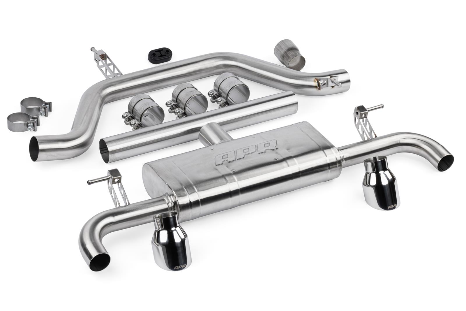 APR Cat-Back Exhaust Systems for 2022-2025 GTI - CBK0047 System, Catback, 304 Stainless Steel, Brushed, Split Rear Exit, Polished Tips, Volkswagen, Kit thumbnail 5