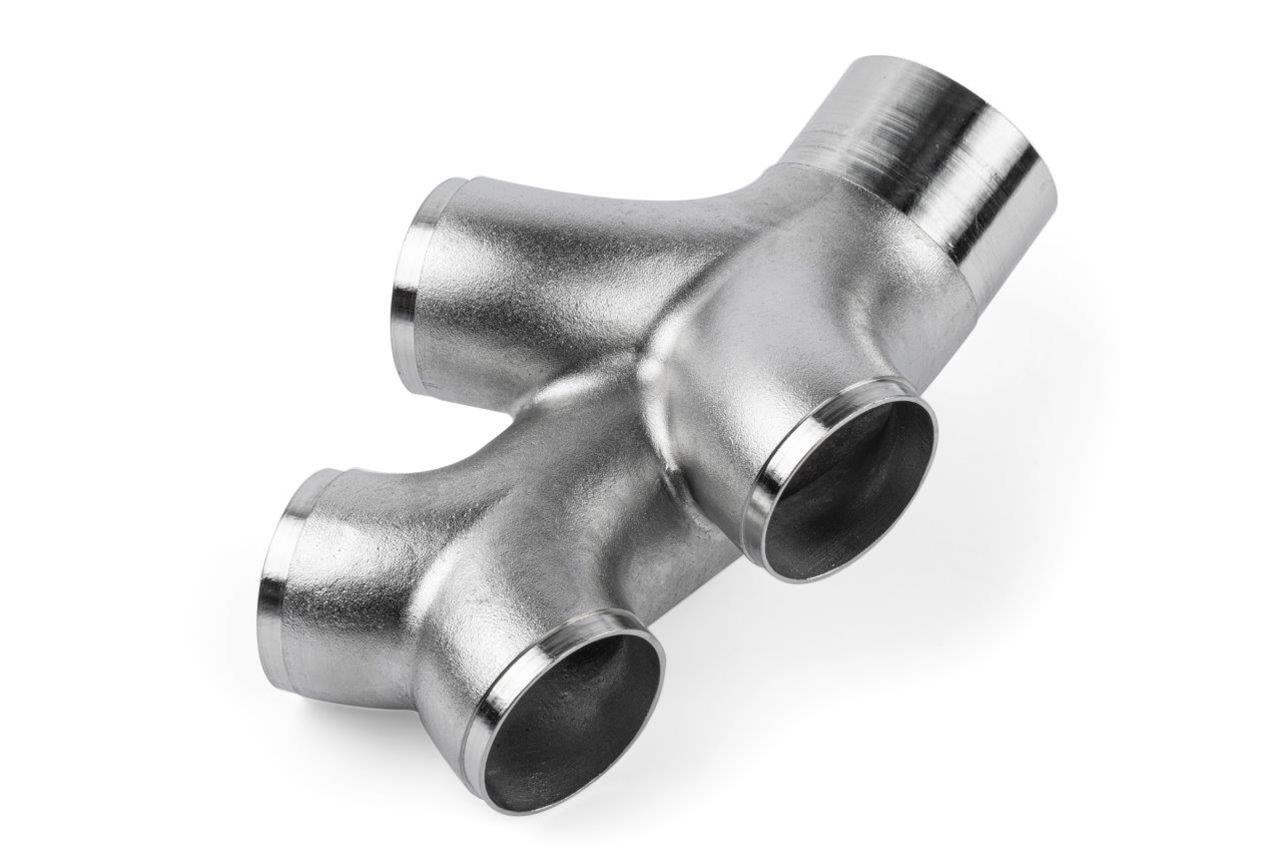APR Cast Stainless Steel Double Y Splitters EXH0146 Exhaust Splitter, Splitter, 3 in. Inlet, 2.5 in. Quad Outlets, Steel, Natural, Each