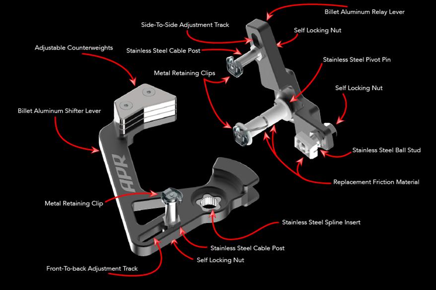 APR Adjustable Short Shifter Systems MS100103 System, Lever, Relay, Transverse 6-Speed Manual Transmission, Audi, Volkswagen, Kit