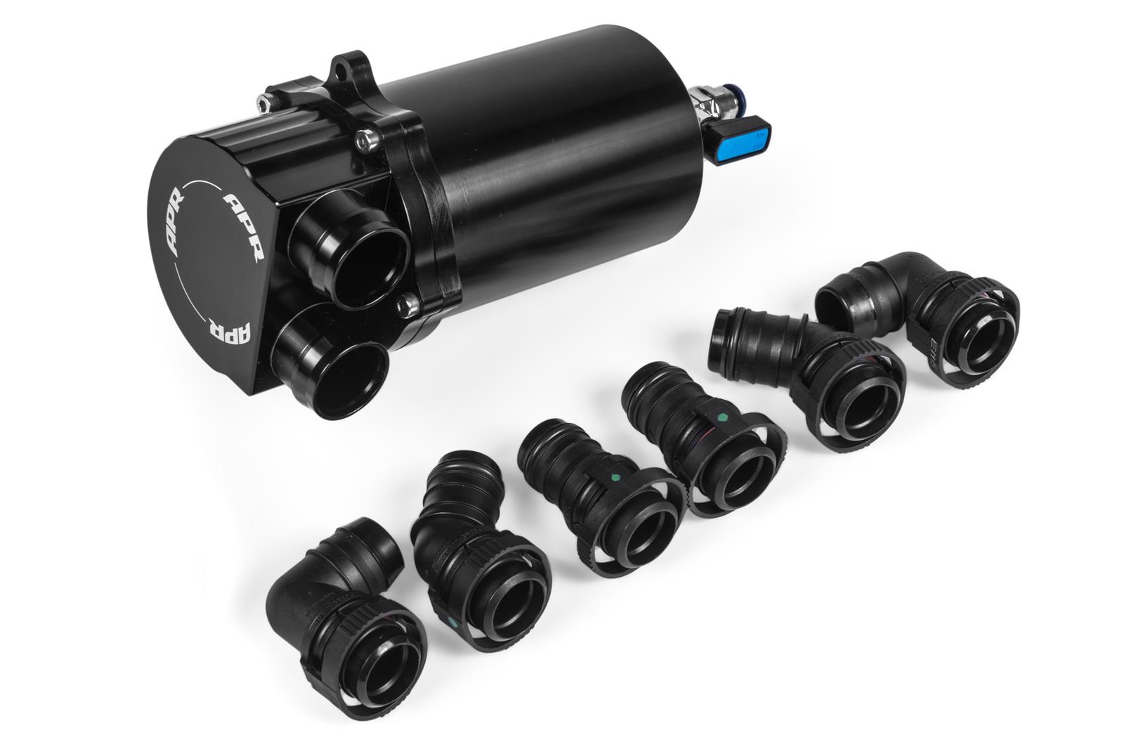 APR Catch Cans MS100125 Oil Cans, Round, Aluminum, Black, for Lamborghini, Audi, Bentley, Porsche, Volkswagen, Kit