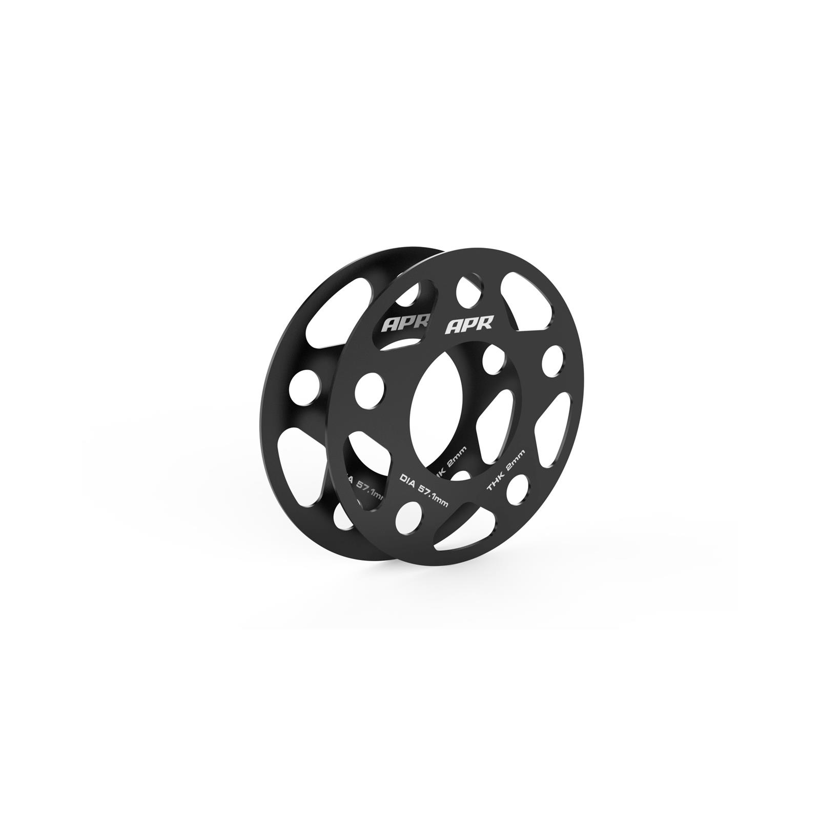 APR 0.079 inch Wheel Spacers MS100149 Spacers, in. Thickness, 2.50 in. Center Bore Diameter, Aluminum, Black, 5 x 112mm Bolt Circle, for Lamborghini, Audi, Volkswagen, Pair thumbnail 2