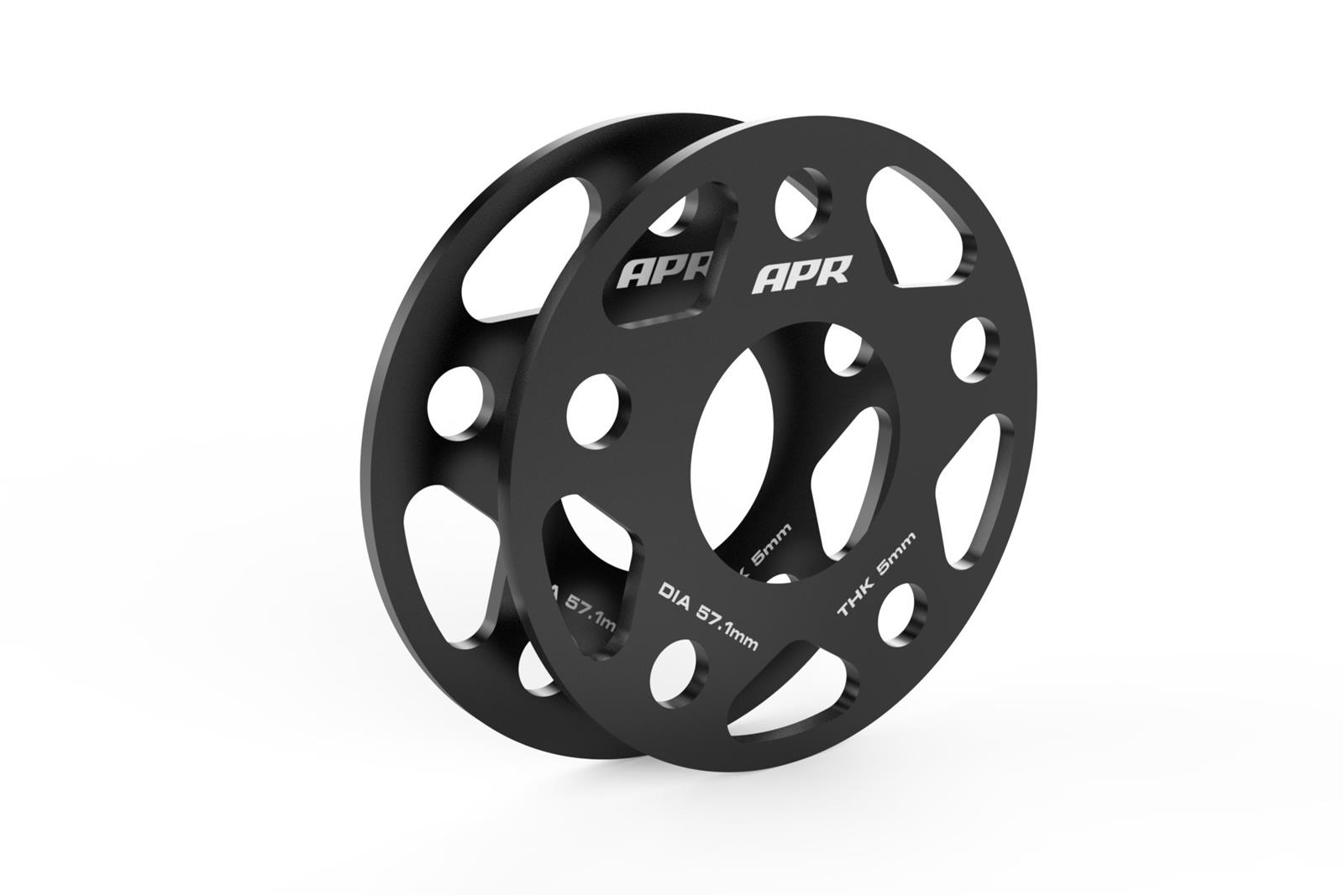 APR 0.197 inch Wheel Spacers MS100152 Spacers, in. Thickness, 2.50 in. Center Bore Diameter, Aluminum, Black, 5 x 112mm Bolt Circle, for Lamborghini, Audi, Volkswagen, Pair