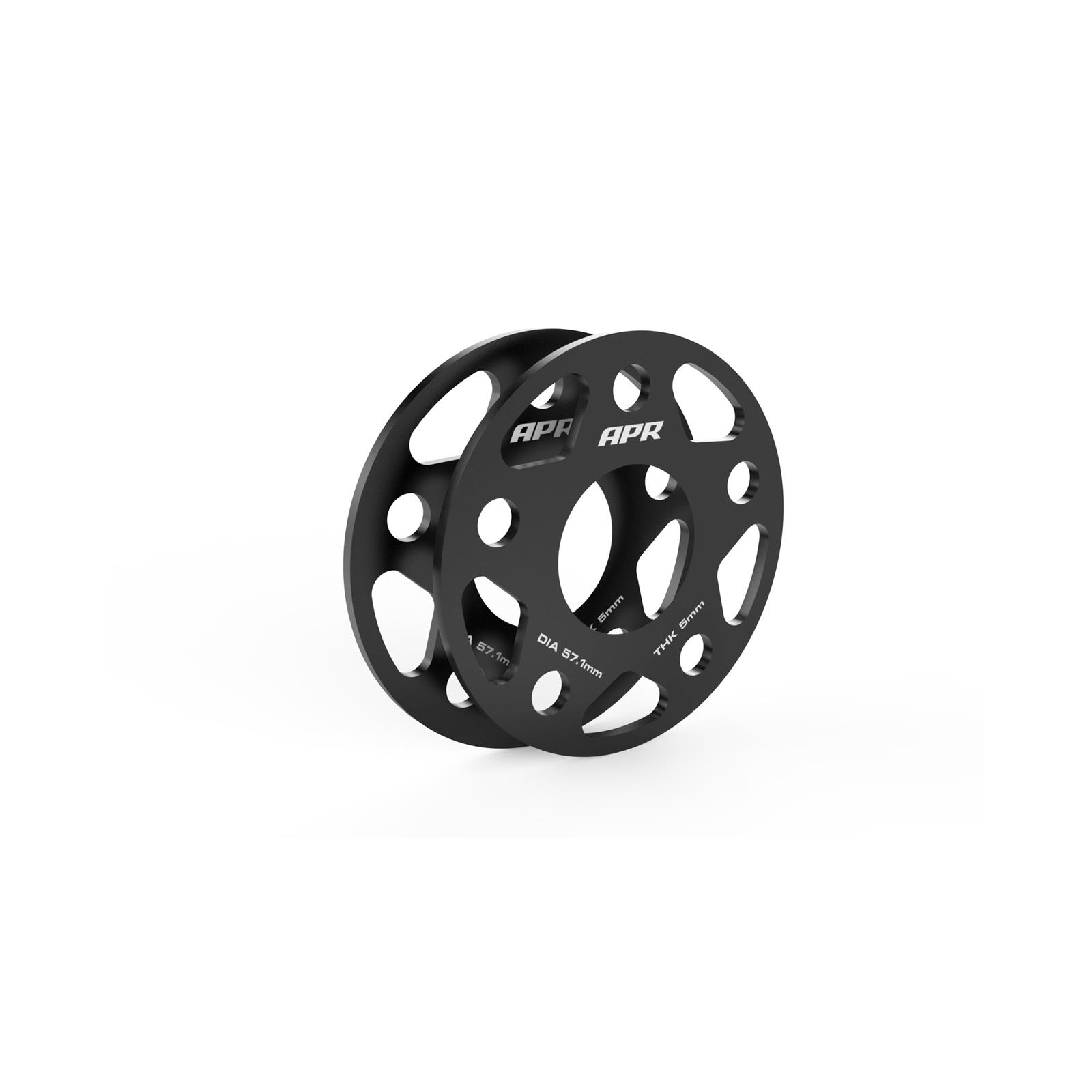APR 0.197 inch Wheel Spacers MS100152 Spacers, in. Thickness, 2.50 in. Center Bore Diameter, Aluminum, Black, 5 x 112mm Bolt Circle, for Lamborghini, Audi, Volkswagen, Pair thumbnail 2