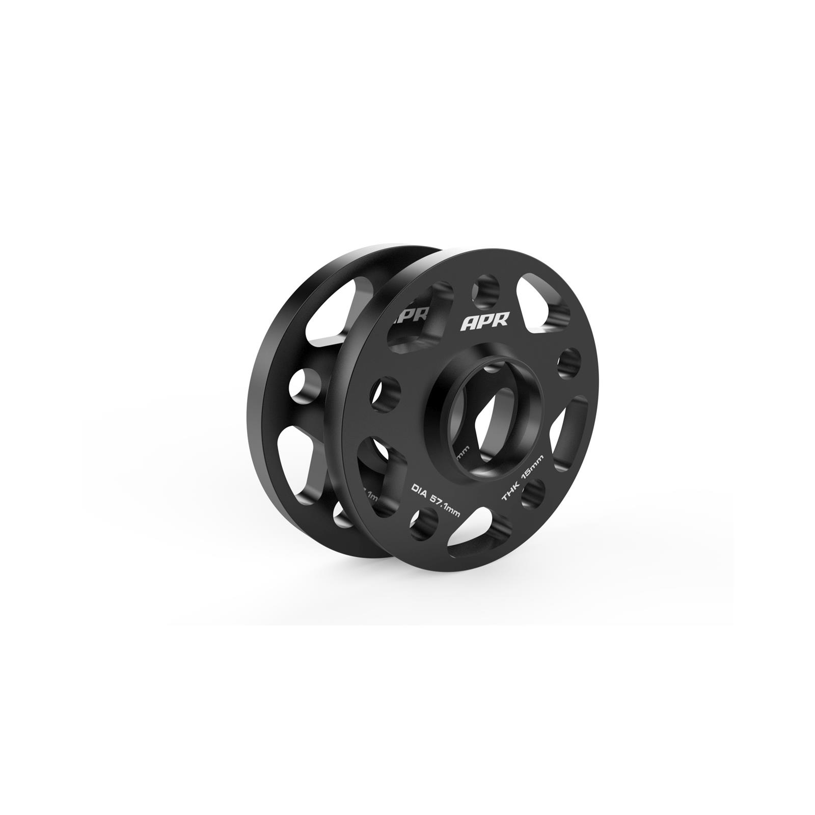 APR 0.59 inch Wheel Spacers MS100158 Spacers, 0.590 in. Thickness, 2.50 in. Center Bore Diameter, Aluminum, Black, 5 x 112mm Bolt Circle, for Lamborghini, Audi, Volkswagen, Pair thumbnail 2