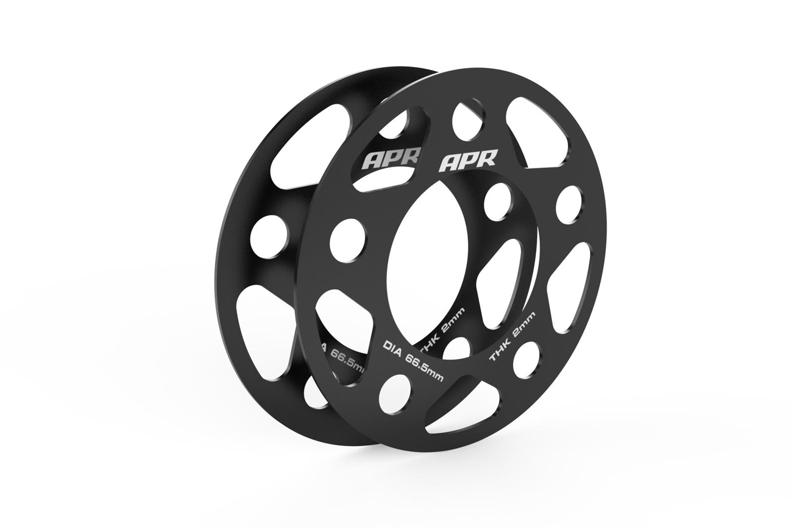 APR 0.079 inch Wheel Spacers MS100159 Spacers, in. Thickness, 2.62 in. Center Bore, Aluminum, Black, 5 x 112mm Bolt Circle, for Lamborghini, Audi, Porsche, Volkswagen, Pair