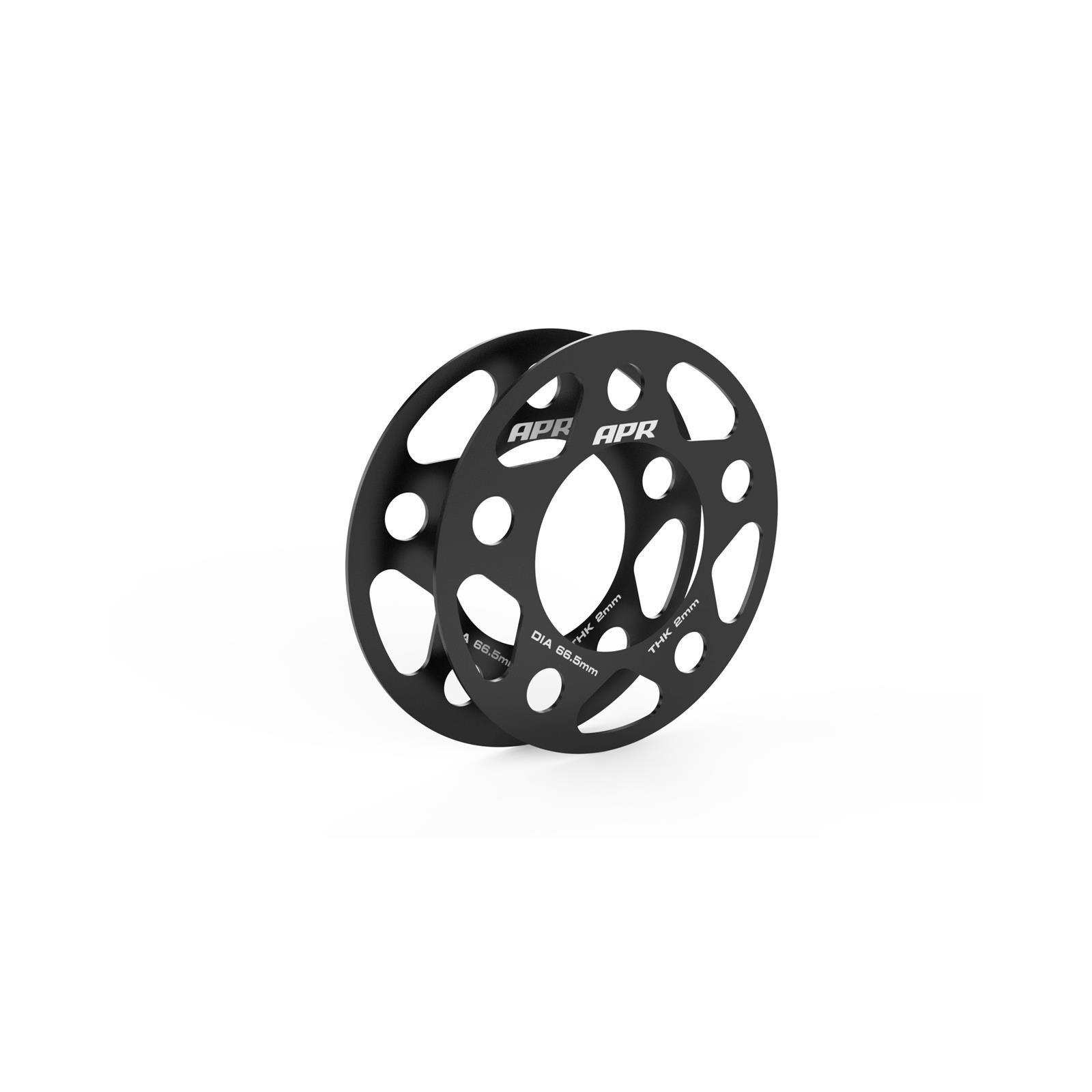 APR 0.079 inch Wheel Spacers MS100159 Spacers, in. Thickness, 2.62 in. Center Bore, Aluminum, Black, 5 x 112mm Bolt Circle, for Lamborghini, Audi, Porsche, Volkswagen, Pair thumbnail 2