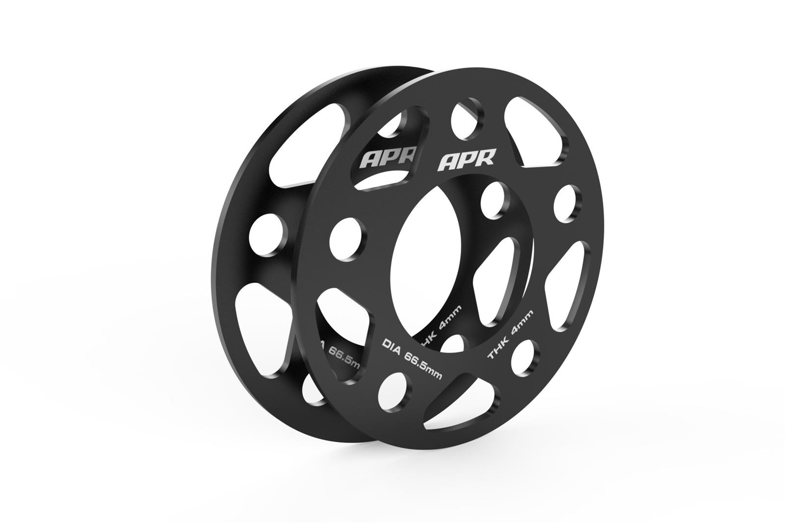 APR 0.157 inch Wheel Spacers MS100161 Spacers, in. Thickness, 2.62 in. Center Bore, Aluminum, Black, 5 x 112mm Bolt Circle, for Lamborghini, Audi, Porsche, Volkswagen, Pair