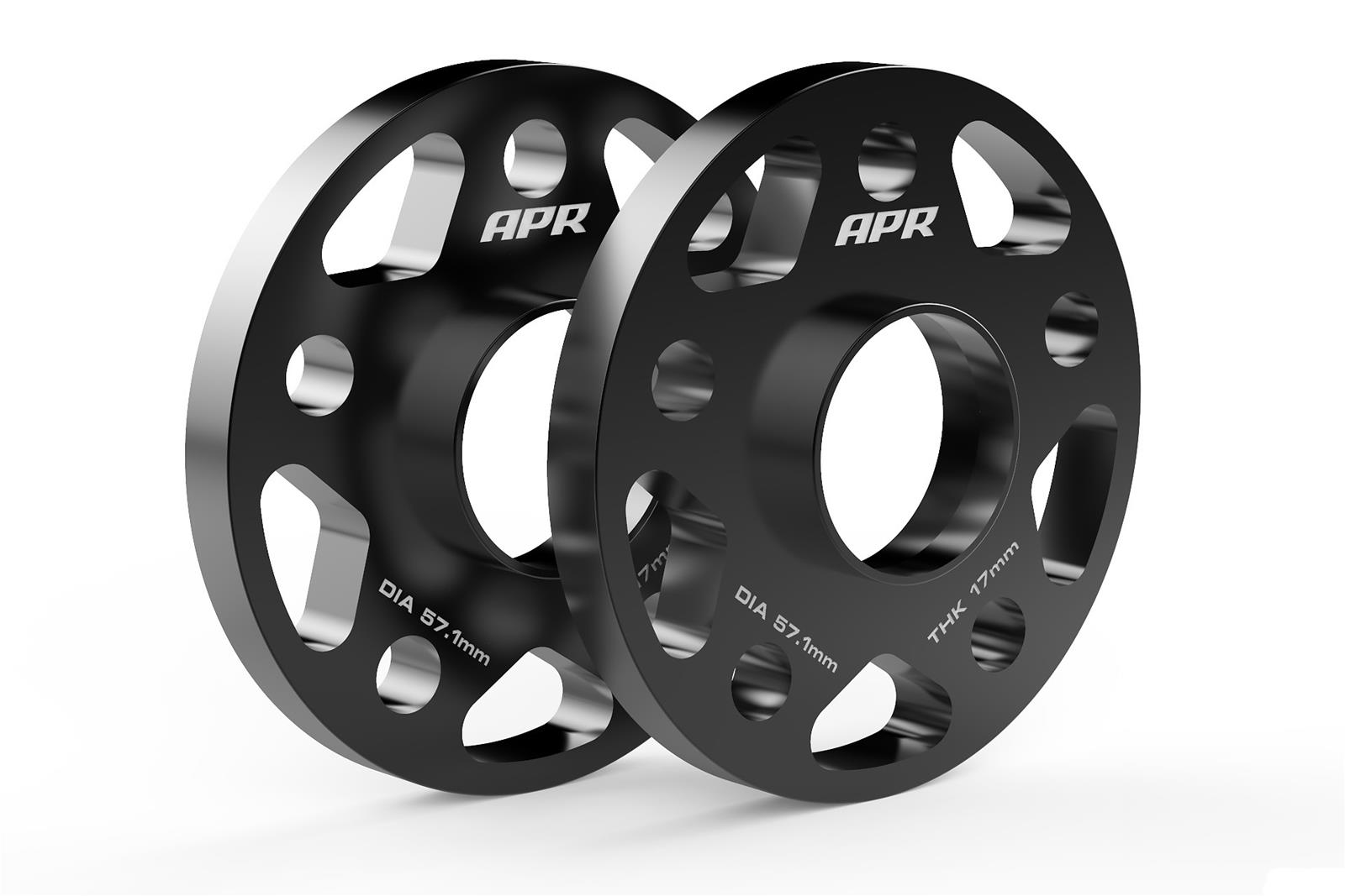 APR 0.670 inch Wheel Spacers MS100188 Spacers, in. Thickness, 2.50 in. Center Bore Diameter, Aluminum, Black, 5 x 112mm Bolt Circle, for Lamborghini, Audi, Volkswagen, Pair