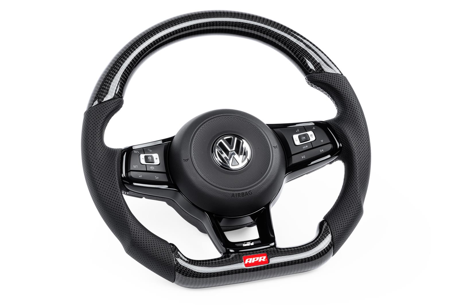 APR Steering Wheels for 2015-2019 GOLF R, 2015-2021 GTI, 2015-2026 JETTA - MS100206 Wheels, Wheel, Carbon Fiber/Leather, Black, Silver Stitching, without Paddle Shift, Each thumbnail 5