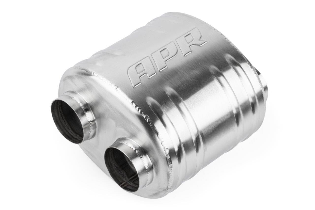 APR Premium Sound Absorption 304 Stainless Steel 2.5 Inch Muffler MUH0010 Muffler, Absorption, in. Dual Inlets/2.5 in. Dual Outlets, Steel, Brushed, Universal, Each thumbnail 3