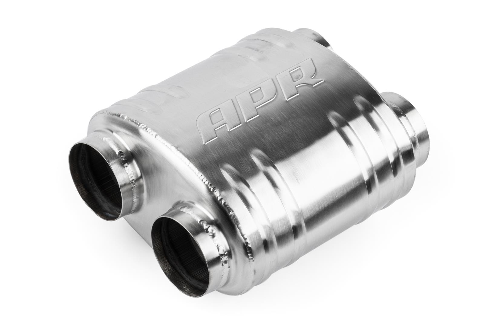 APR Premium Sound Absorption 304 Stainless Steel 2.75 Inch Muffler MUH0011 Muffler, Absorption, in. Dual Inlets/2.75 in. Dual Outlets, Steel, Brushed, Universal, Each