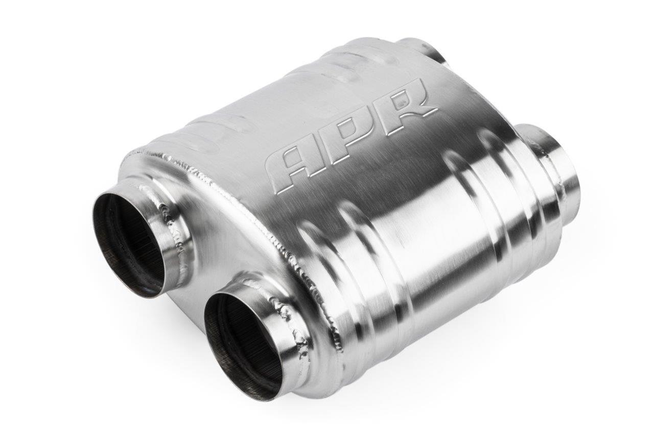 APR Premium Sound Absorption 304 Stainless Steel 2.75 Inch Muffler MUH0011 Muffler, Absorption, in. Dual Inlets/2.75 in. Dual Outlets, Steel, Brushed, Universal, Each thumbnail 3