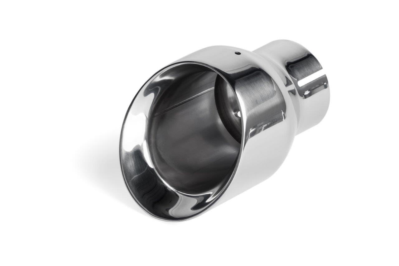 APR Round, Polished 2.50 Inch Exhaust Tip TPK0001 Tips, Clamp-on, Stainless Steel, Polished, Slant Cut, in. Inlet, 4.00 in. Outlet, Audi, Porsche, Volkswagen, Pair thumbnail 3