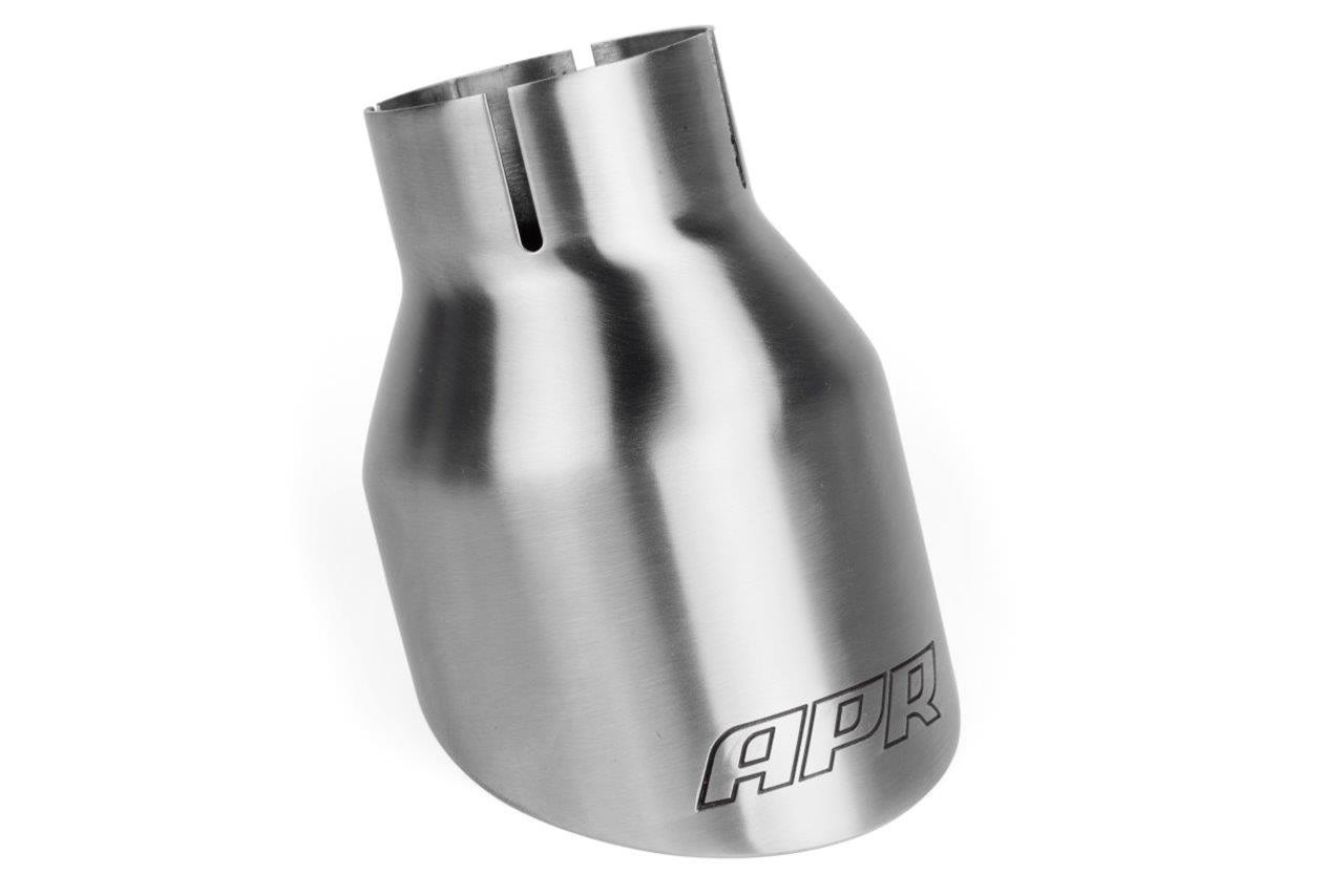 APR Round, Brushed 2.50 Inch Exhaust Tip TPK0002 Tips, Clamp-on, Stainless Steel, Brushed, Slant Cut, in. Inlet, 4.00 in. Outlet, Audi, Porsche, Volkswagen, Pair thumbnail 4