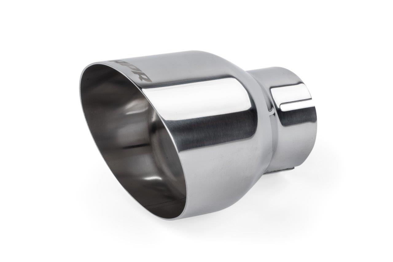APR Round, Polished 2.50 Inch Exhaust Tip TPK0004 Tips, Clamp-on, Stainless Steel, Polished, Slant Cut, in. Inlet, 4.00 in. Outlet, Audi, Porsche, Volkswagen, Pair thumbnail 4