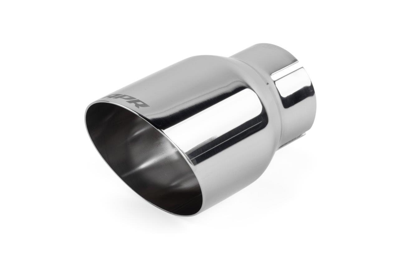 APR Round, Polished 2.50 Inch Exhaust Tip TPK0005 Tips, Clamp-on, Stainless Steel, Polished, Slant Cut, in. Inlet, 3.50 in. Outlet, Audi, Porsche, Volkswagen, Pair thumbnail 4
