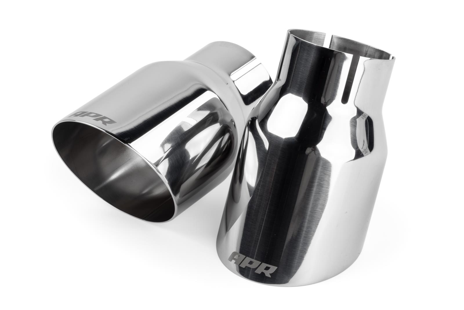 APR Round, Polished 2.50 Inch Exhaust Tip TPK0005 Tips, Clamp-on, Stainless Steel, Polished, Slant Cut, in. Inlet, 3.50 in. Outlet, Audi, Porsche, Volkswagen, Pair thumbnail 3