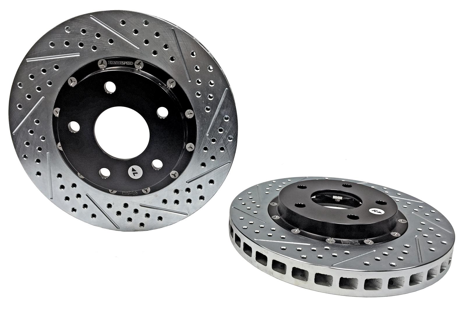 Baer Brakes EradiSpeed+ Brake Rotors 2301006 Rotor, EradiSpeed-Plus, Cross-Drilled, Slotted, Iron, Zinc Plated, Front, Chevy, Pontiac, Pair thumbnail 2
