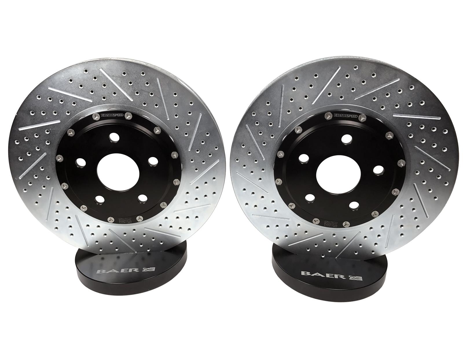 Baer Brakes EradiSpeed+ Brake Rotors 2301061 Rotor, EradiSpeed-Plus, Cross-Drilled, Slotted, Cast Iron, Zinc Plated, Front, Chevy, Pair