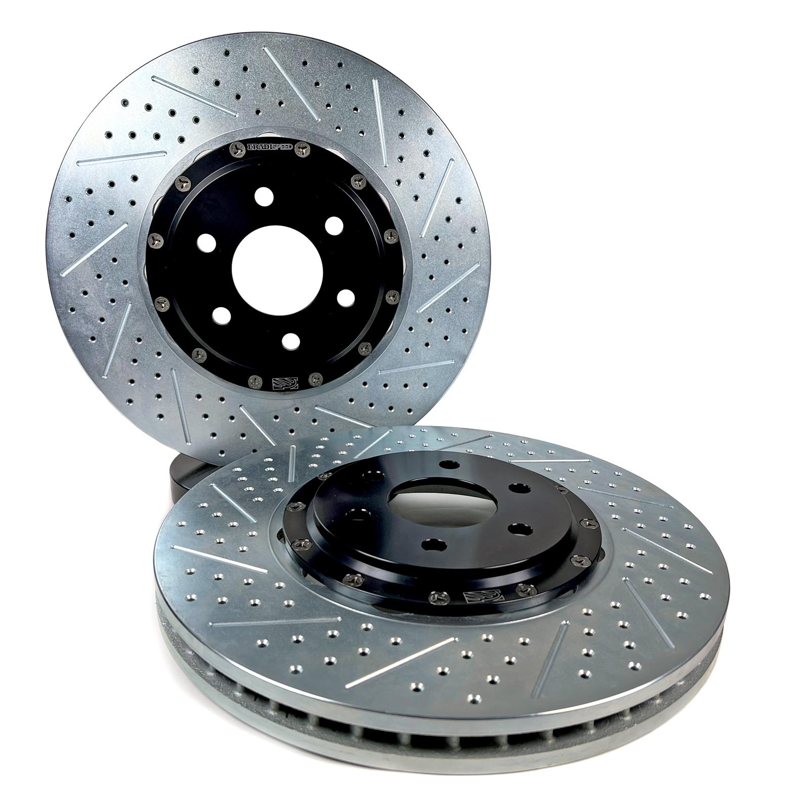 Baer Brakes EradiSpeed+ Brake Rotors 2301062 Rotor, EradiSpeed-Plus, Cross-Drilled, Slotted, Cast Iron, Zinc Plated, Front, Cadillac, Pair