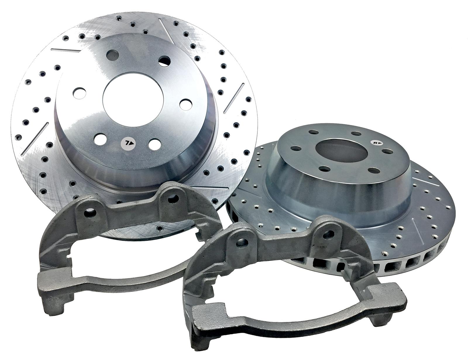 Baer Brakes Big Claw Brake Rotors 2302037 Rotor, Claw, Cross-Drilled, Slotted, Iron, Zinc Plated, Rear, Chevy, GMC, Pickup/SUV, Pair thumbnail 2