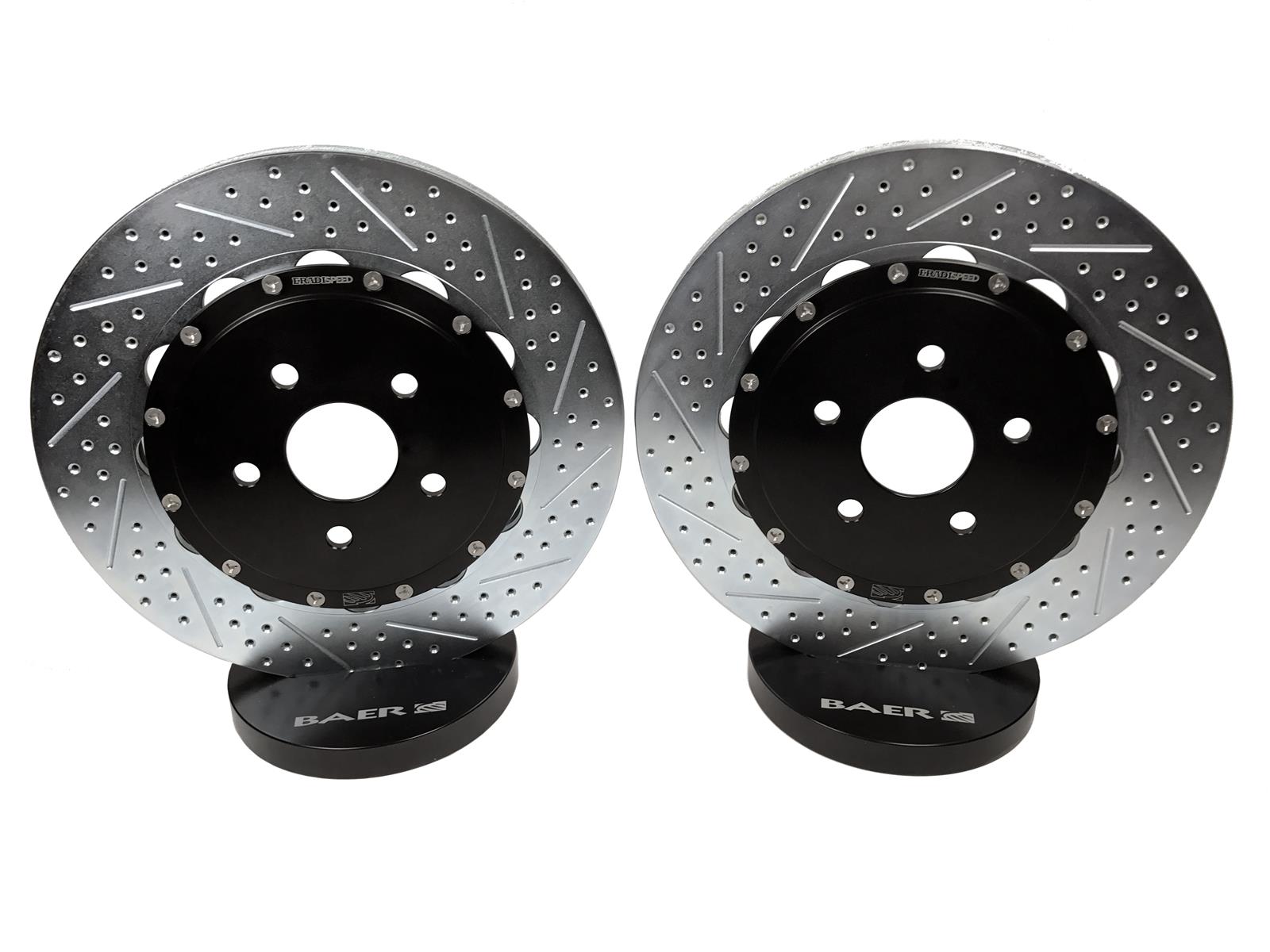 Baer Brakes EradiSpeed+ Brake Rotors 2302064 Rotor, EradiSpeed-Plus, Cross-Drilled, Slotted, Cast Iron, Zinc Plated, Rear, Chevy, Pair